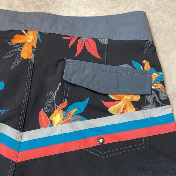 Ron Jon Mens Gray Tropical Print Board Shorts Sz 30 - Picture 6 of 7